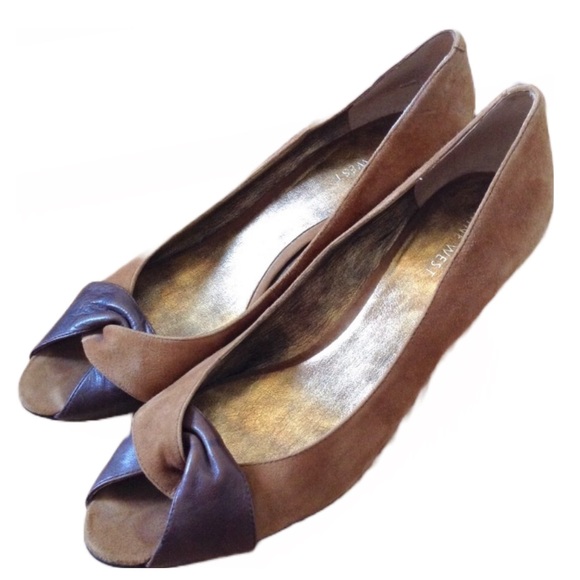 ✨bundle these and they’re free!✨Nine West suede peeptoe wedges 🍂 size 8 🍂 EUC! - Picture 4 of 9